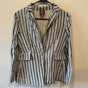 Vince Camuto blue and white striped linen blazer size 4